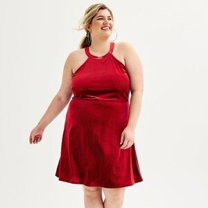 NWT Red Velvet Shimmer Halter Dress Size XL